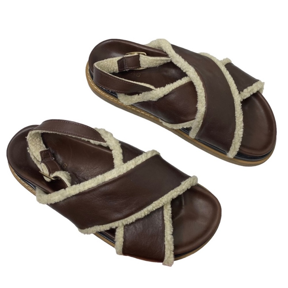 Alohas Marshmallow Brown Leather Sherling Sandals